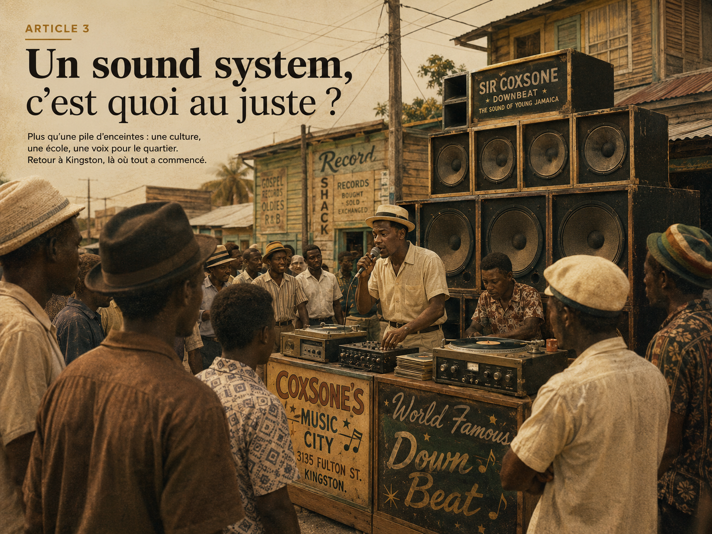 Sound system jamaïcain installé dans la rue